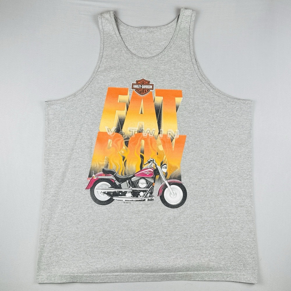 Vintage 2000 Harley Davidson Fat Boy St Croix Tank Top USA Biker 2XL